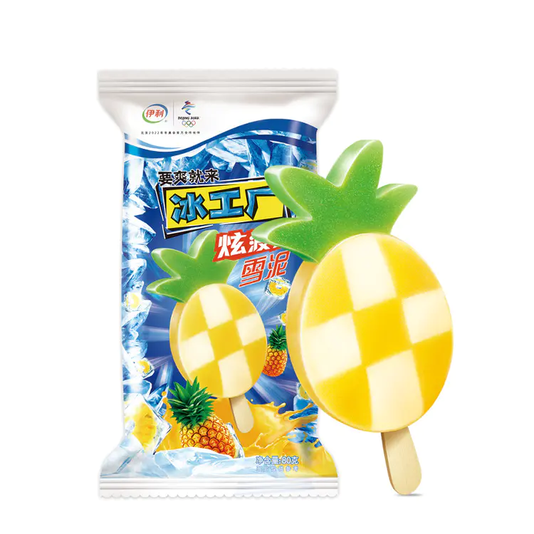 伊利 CBA联赛官方合作伙伴冰工厂炫菠萝口味雪泥雪糕冰淇淋 80g 40支