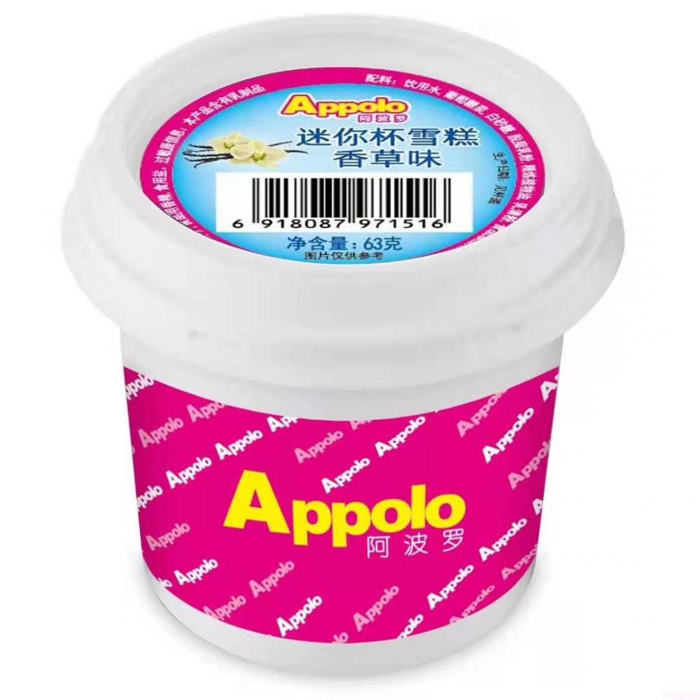 阿波罗冰淇淋迷你杯冰激凌冷饮网红抖音雪糕批整箱香草味  55g  24杯