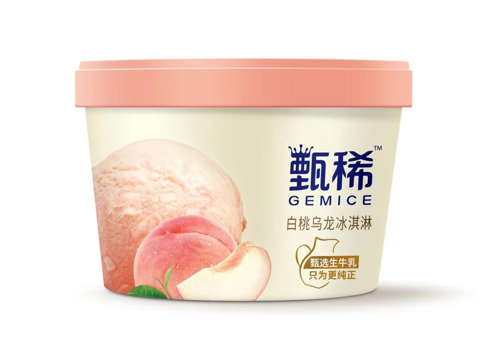 伊利甄稀白桃杯装冰淇淋批发92g 16杯(图1) 伊利甄稀杯李现同款杯装冰淇淋白桃乌龙网红雪糕冷饮92g 16杯(1)